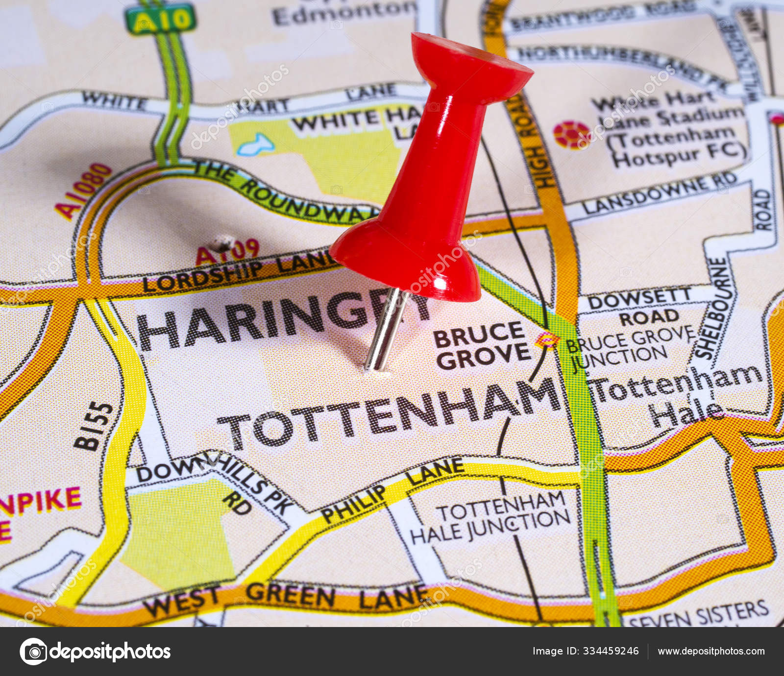 Tottenham On A Uk Map Stock Photo Image By C Chrisdorney 334459246
