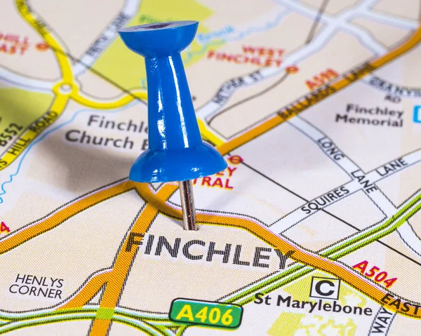 Finchley på en karta över Storbritannien — Stockfoto