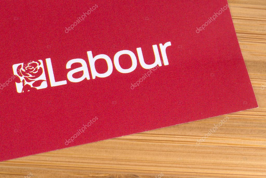 London, UK - December 12th 2019: Close-up of the Labour Party logo on a Labour Party election campaign leaflet.