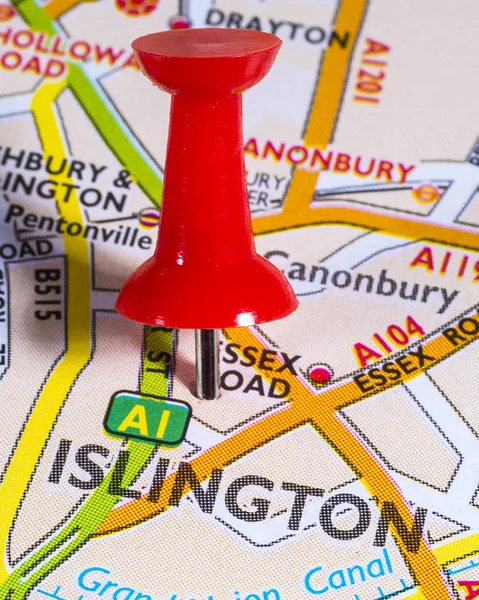 Ислингтон на карте Великобритании — стоковое фото