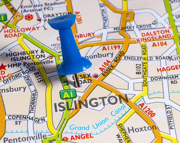Islington auf einer Karte anzeigen — Stockfoto
