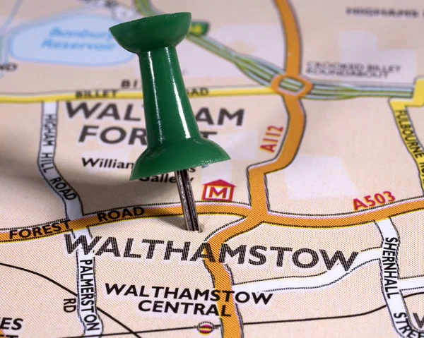 Walthamstow σε ένα χάρτη του Ηνωμένου Βασιλείου — Φωτογραφία Αρχείου