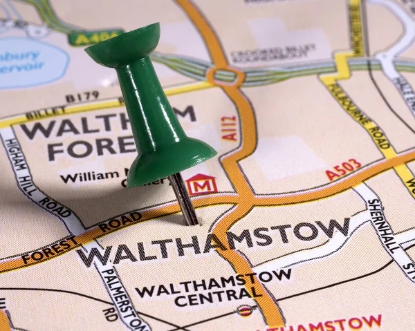 Walthamstow auf einer Karte anzeigen — Stockfoto