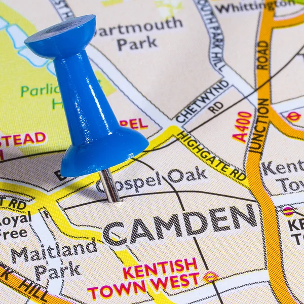 Camden auf einer Karte aus Großbritannien — Stockfoto