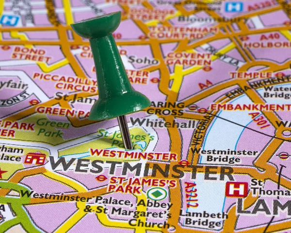 Westminster en un mapa del Reino Unido — Foto de Stock