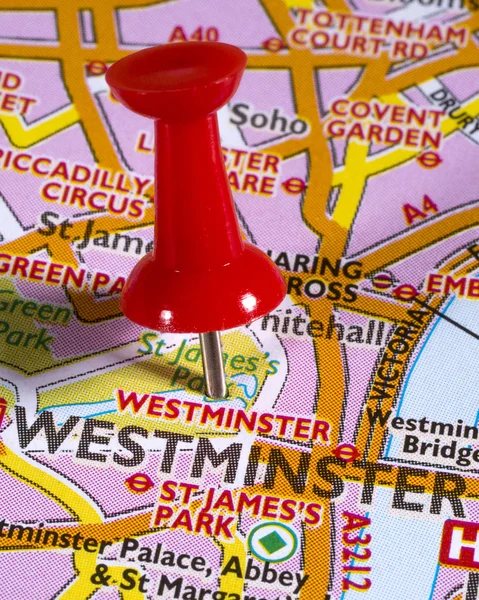 Вестминстер на карте Великобритании — стоковое фото