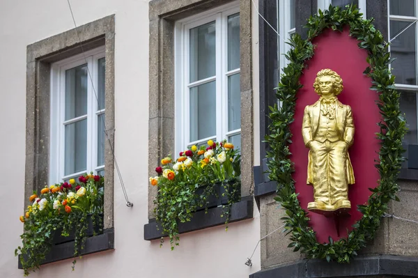 Bonn Alemanha Fevereiro 2020 Uma Pequena Estátua Famoso Compositor Ludwig — Fotografia de Stock