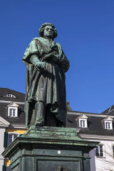 Statue of famous composer Ludwig van Beethoven, located on Munsterplatz in the city of Bonn, Germany. Bonn was the birthplace of Beethoven in 1770.