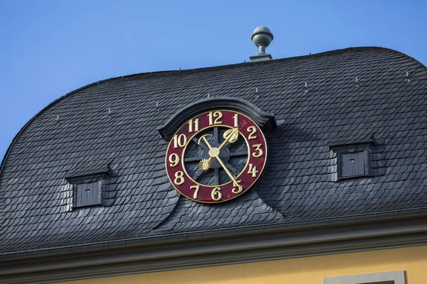 Sierlijke Klok Aan Buitenkant Van Het Literaturhaus Historische Stad Bonn — Stockfoto