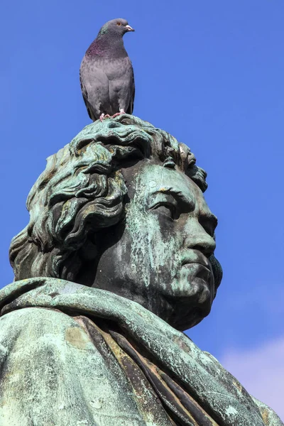Posągu Słynnego Kompozytora Ludwiga Van Beethovena Znajdującego Się Munsterplatz Mieście — Zdjęcie stockowe