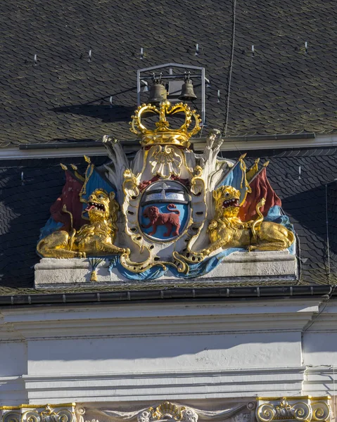 Eine Schöne Skulptur Der Außenfassade Des Alten Rathauses Der Historischen — Stockfoto