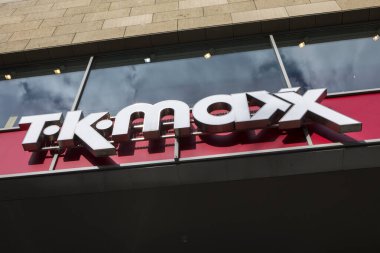 Cologne, Germany - February 19th 2020: The TK Maxx logo above the entrance to one of their stores in the city of Cologne in Germany.