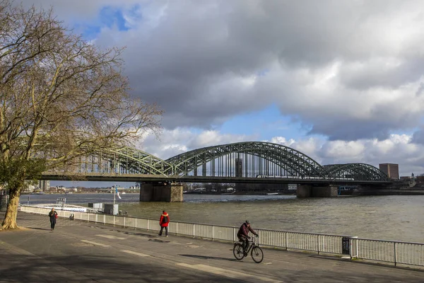 Colonia Germania Febbraio 2020 Veduta Del Ponte Hohenzollern Del Fiume — Foto Stock