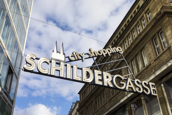 Skylt Schildergasse Den Mest Populära Shoppinggatan Staden Köln Tyskland — Stockfoto