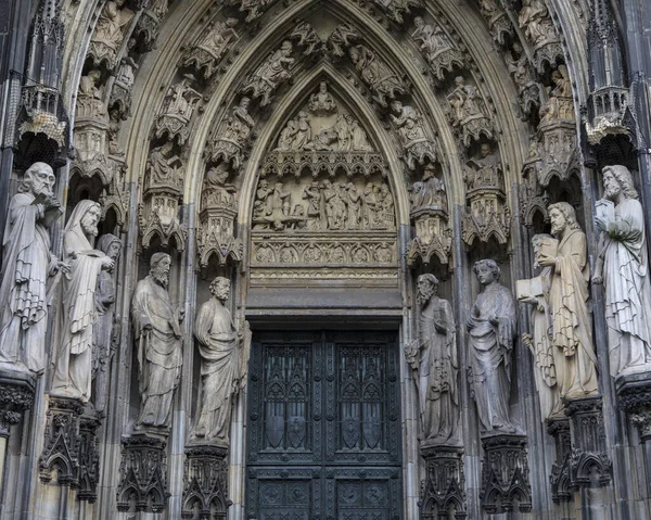 Magnifique Façade Sculptée Cathédrale Cologne Aussi Connue Sous Nom Kolner — Photo