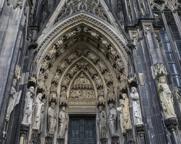 Deslumbrante Exterior Esculpido Catedral Colônia Também Conhecido Como Kolner Dom — Fotografia de Stock