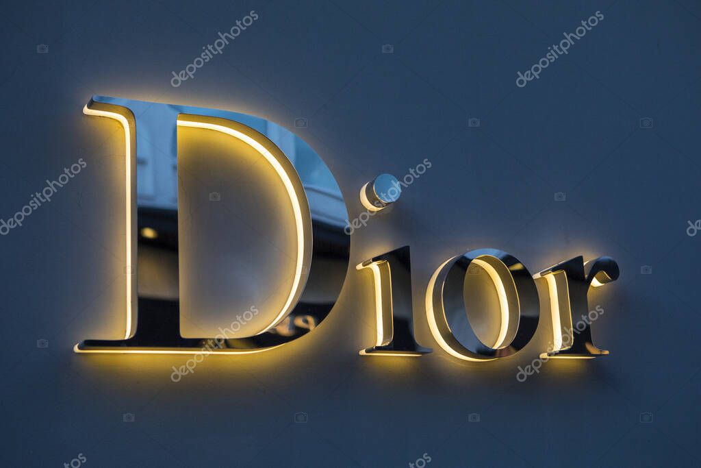 Dusseldorf, Germany - February 18th 2020: The Christian Dior logo above the entrance to one of their stores in the city of Dusseldorf, Germany.
