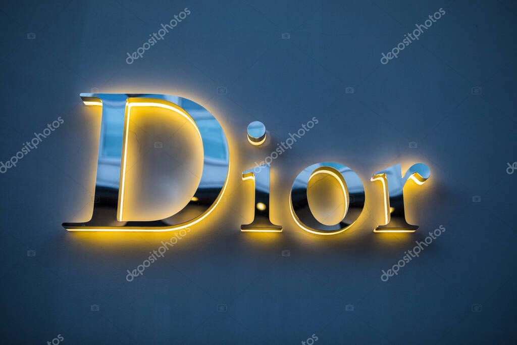 Dusseldorf, Germany - February 18th 2020: The Christian Dior logo above the entrance to one of their stores in the city of Dusseldorf, Germany.