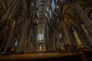 Cologne, Germany - February 19th 2020: A view inside the impressive Cologne Cathedral, or Kolner Dom, in the city of Cologne, Germany.