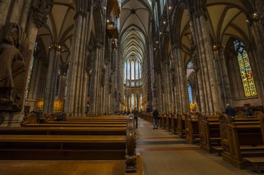 Cologne, Germany - February 19th 2020: A view inside the impressive Cologne Cathedral, or Kolner Dom, in the city of Cologne, Germany.