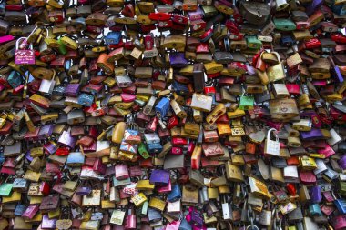Cologne, Germany - February 20th 2020: Love Locks on the famous Hohenzollern Bridge in the city of Cologne, Germany. 
