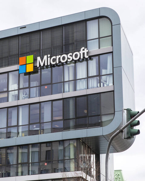 Cologne, Germany - February 20th 2020: A view of the Microsoft office on Holzmarkt in the city of Cologne, Germany.