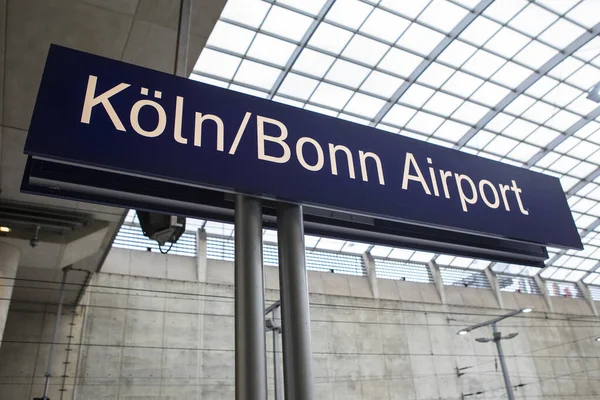 Cologne Germany February 20Th 2020 Sign Railway Platform Koln Bonn — Stock Photo, Image