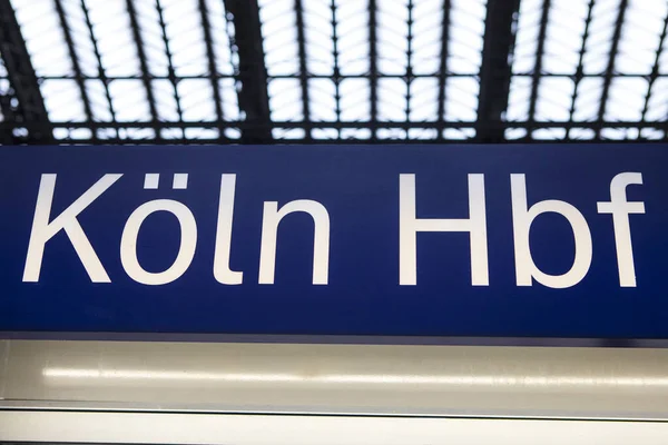 Cologne Germany February 17Th 2020 Close Sign Platform Koln Hauptbahnhof — Stock Photo, Image