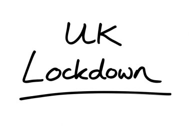 Beyaz bir arkaplanda İngiltere Kilitlemesi el yazısı.