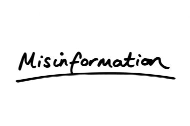 The word Misinformation handwritten on a white background clipart