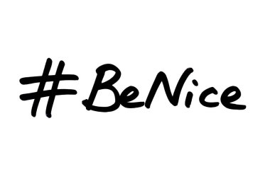 Hashtag Be Nice handwritten on a white background. clipart