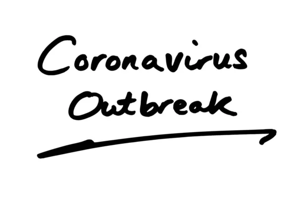 Éclosion Coronavirus Manuscrite Sur Fond Blanc — Photo