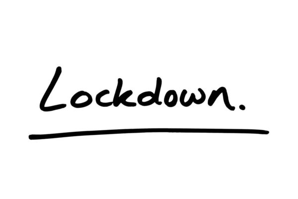 Palavra Lockdown Escrito Mão Fundo Branco — Fotografia de Stock