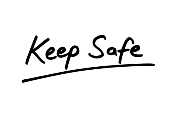 Przechowywać Bezpieczne Ręcznie Napisane Białym Tle — Zdjęcie stockowe