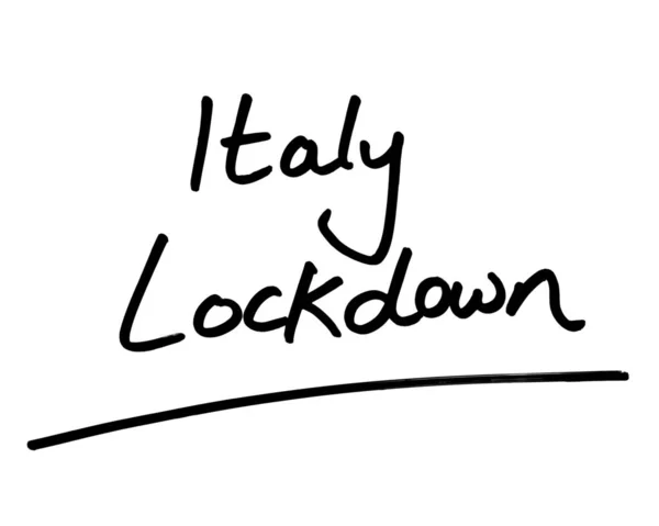 在白色背景上手写的意大利封锁线 — 图库照片