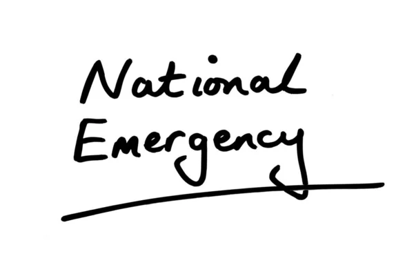 National Emergency Handwritten White Background — Stock Photo, Image