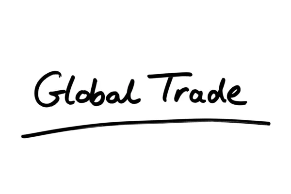 Comercio Mundial Escrito Mano Sobre Fondo Blanco — Foto de Stock