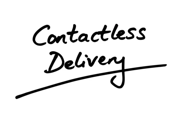 Contactless Delivery Handwritten White Background — Stock Photo, Image