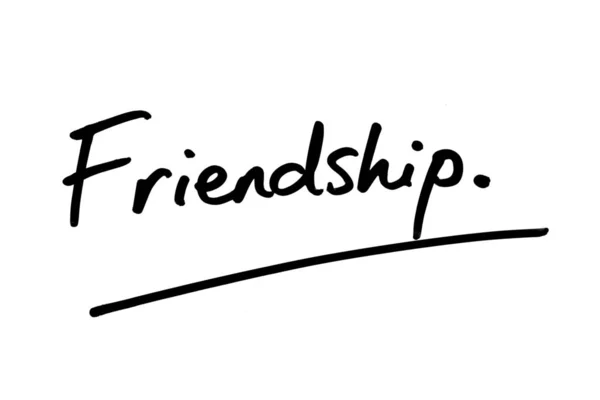 Freundschaft Handgeschrieben Auf Weißem Hintergrund — Stockfoto