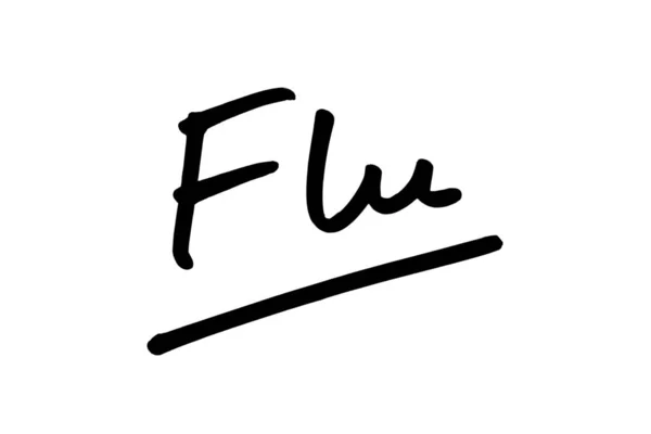 白い背景に手書きの Flu という言葉 — ストック写真