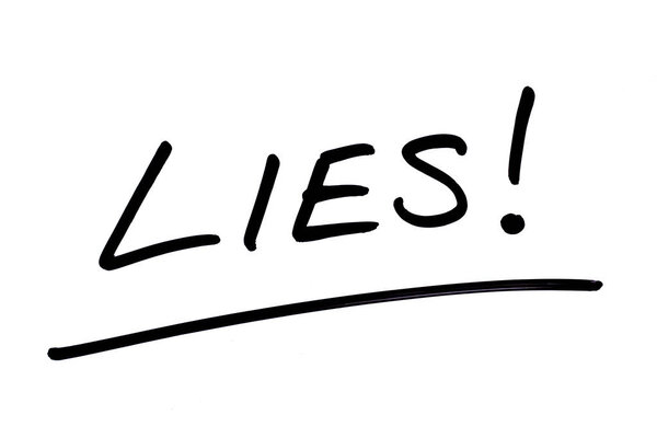 LIES! handwritten on a white background.