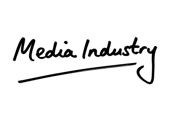Media Industri Handskriven Vit Bakgrund — Stockfoto