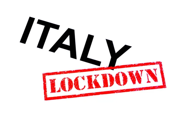 Italien Med Röd Lockdown Gummistämpel — Stockfoto