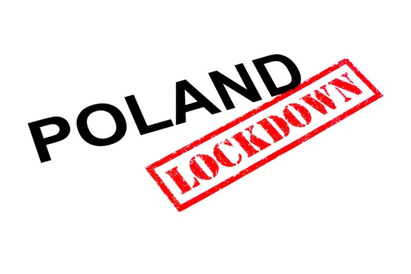 Polónia Com Selo Borracha Vermelho Lockdown — Fotografia de Stock