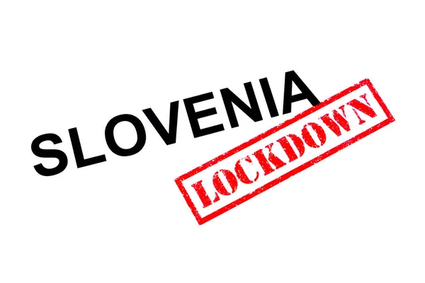 Slovenia Red Lockdown Rubber Stamp — Stock Photo, Image