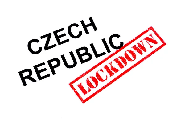 Czech Republic Red Lockdown Rubber Stamp — Stock Photo, Image