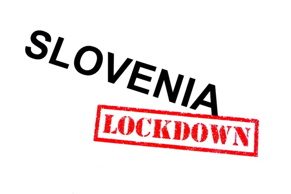 Slovenia Red Lockdown Rubber Stamp — Stock Photo, Image