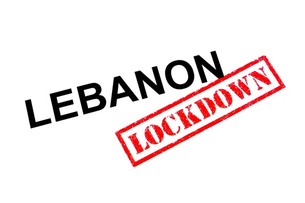 Kırmızı Kilitli Bir Lebanon Kauçuk Damga — Stok fotoğraf