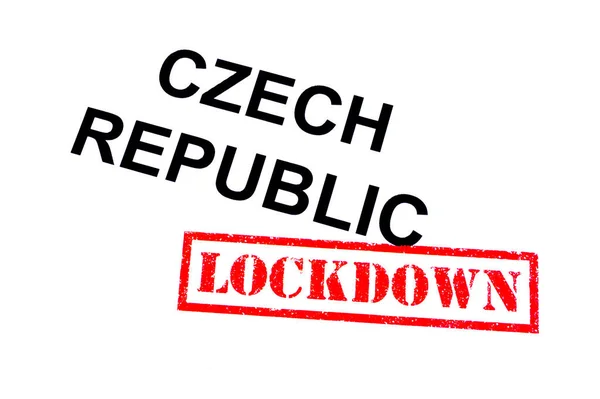 Czech Republic Red Lockdown Rubber Stamp — Stock Photo, Image