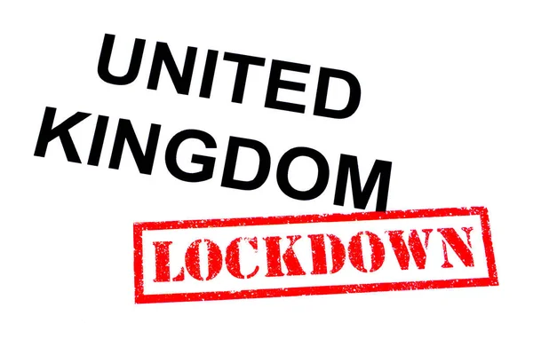 Egyesült Királyság Piros Lockdown Gumibélyegzővel — Stock Fotó